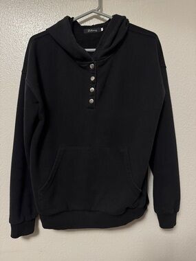 Women's Black Snap-Front Hoodie